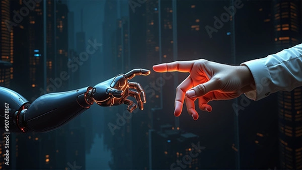 Fototapeta Human Meets Machine: The Fusion of Artificial Intelligence and Humanity