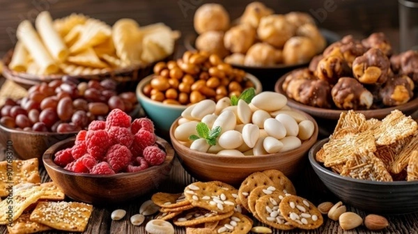 Fototapeta Assortment of Snacks and Treats.