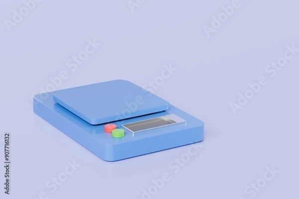 Obraz 3d Warehouse scale icon isolated on purple background. Transportation cargo concept. logistic and Warehouse concept. Minimal Industrial scale, Shipping package scales, weight scales icon. 3d render.