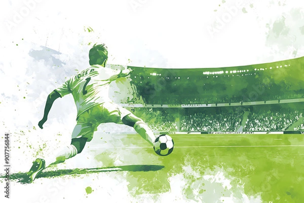 Obraz Illustration of a football player with the ball