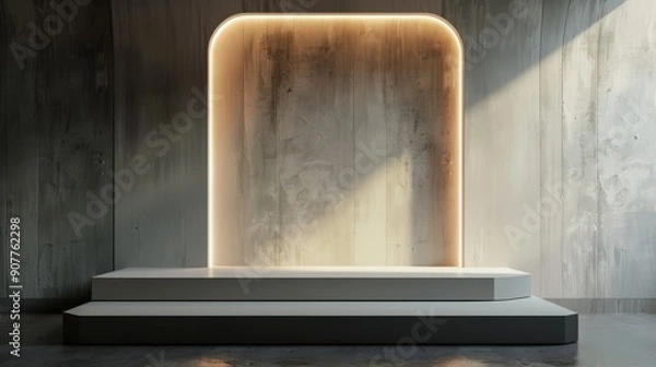 Obraz A white pedestal with a black base and a curved wall