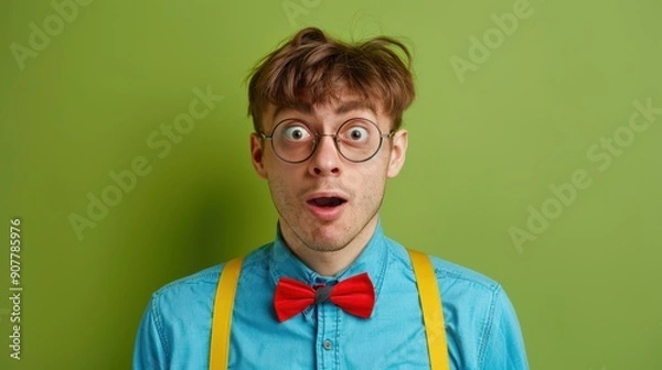 Fototapeta The surprised nerdy man
