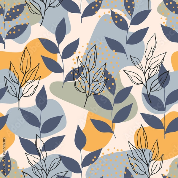 Fototapeta Abstract pattern with leaves. Colorful pattern