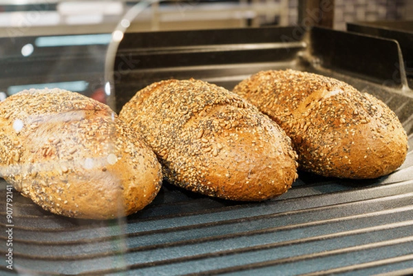 Obraz Whole grain bread loaves with seeds