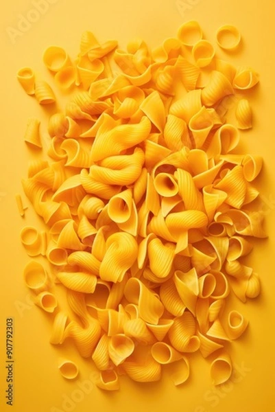 Fototapeta Uncooked pasta overhead close up view.