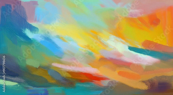 Fototapeta Vibrant Abstract Artwork Featuring Bold Colors and Dynamic Brushstrokes on Canvas.