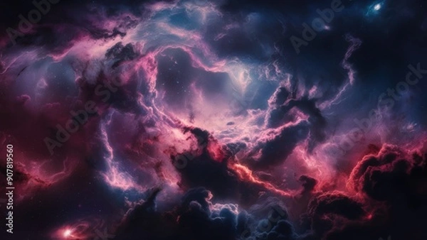 Fototapeta A very colorful nebula with a lot of stars and clouds, AI