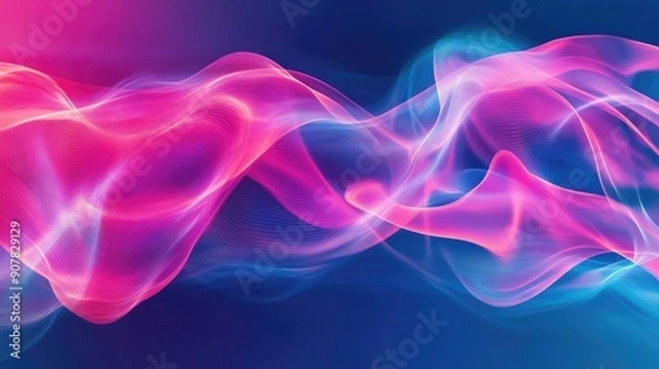 Fototapeta Dynamic abstract sound wave background with flowing pink and blue colors, creating a visually appealing audio-themed design