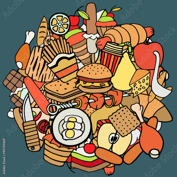 Fototapeta set of food theme