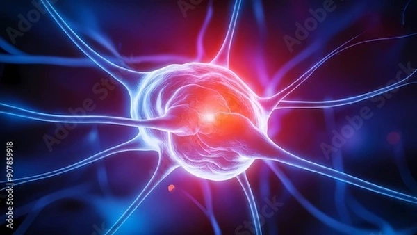 Fototapeta A scientist, specializing in neurology, studies a brain encased in a glass box within a laboratory.