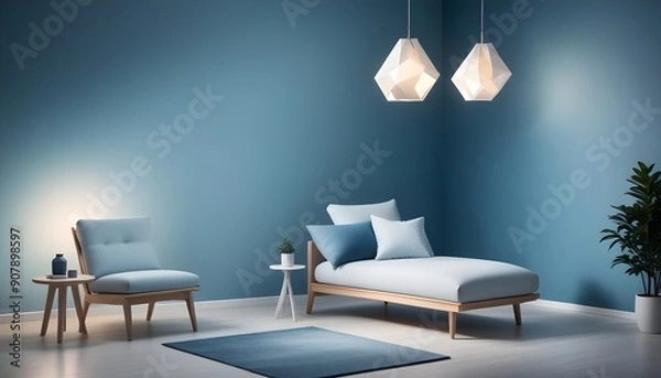 Fototapeta Scandinavian style interior design defines the modern living room, showcasing clean lines and a sense of simplicity and elegance