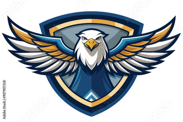 Obraz A fierce eagle with spread wings in a shield logo