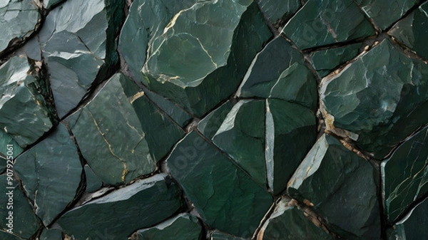 Obraz green slate with a polished surface and visible mineral grains
