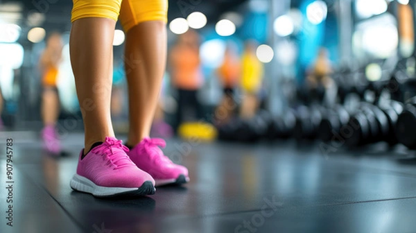 Fototapeta Capture the vibrant atmosphere of a high energy fitness class in a gym, ideal for promoting health and active lifestyles. Perfect for fitness enthusiasts and marketers.