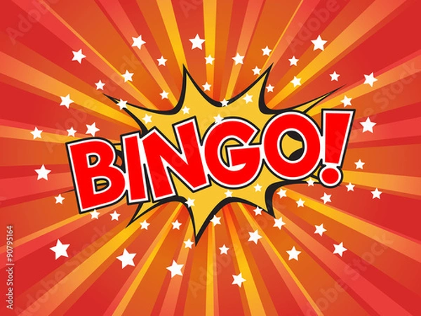 Obraz Bingo, wording in comic speech bubble on burst background