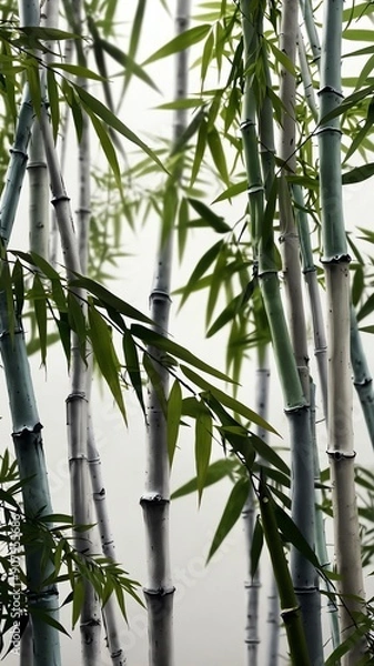 Fototapeta white bamboo leaves abstract background design copy space illustration art