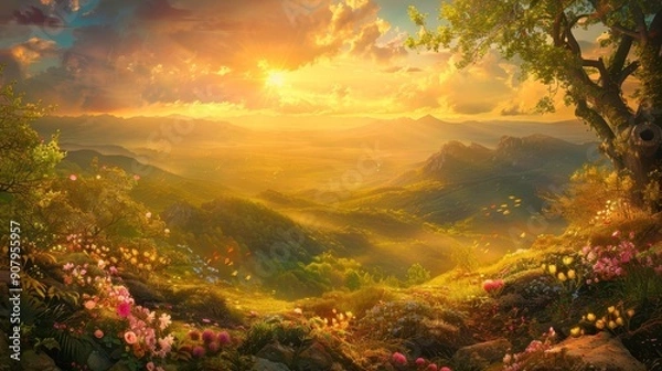 Obraz blue sky with clouds