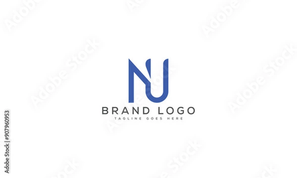 Fototapeta letter NU logo design vector template design for brand.
