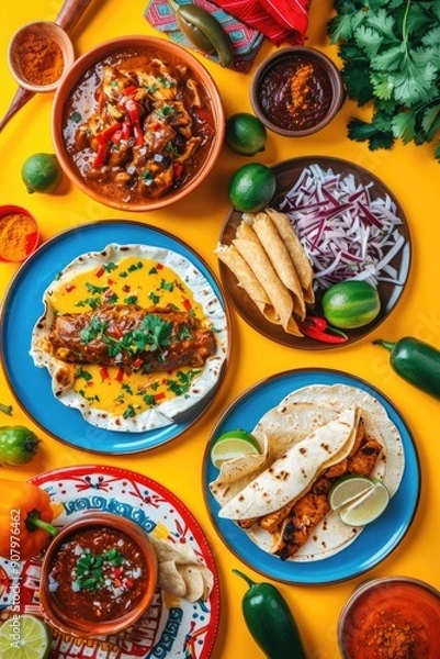 Fototapeta A man with a beard and a smile on his face. He is wearing a gray shirt. Concept of happiness and positivity
