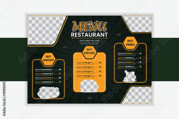 Obraz Food menu design template for restaurant with unique layout gradient.