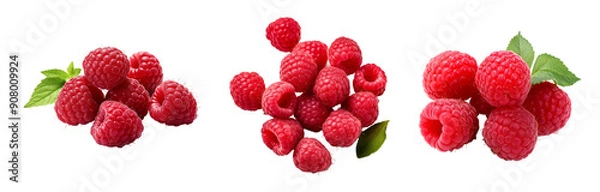 Fototapeta Raspberries isolated on a transparent background, transparent png