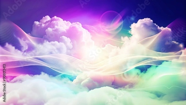 Obraz Abstract pastel cloudscape with glowing lines.