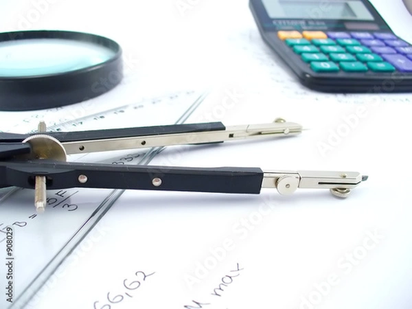 Obraz compasses and magnifying glass