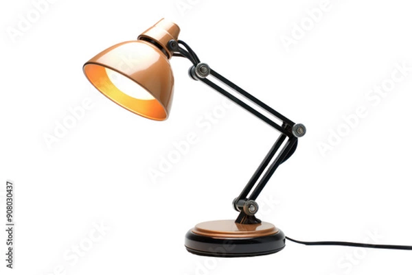Obraz desk lamp that is both stylish and functional, perfect for any workspace, isolated on a white background