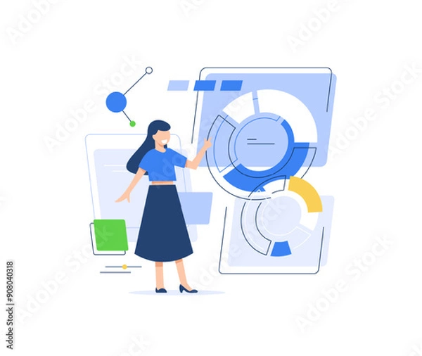 Obraz Character Work with Data in Cyberspace. Concept of Analytics, Finance Risk Management, Artificial Intelligence, Machine Learning