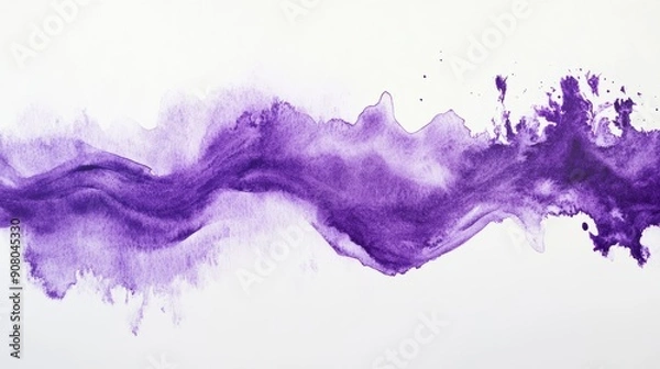 Fototapeta Abstract purple watercolor wash. A flowing abstract watercolor paint wash in shades of purple, creating a soft and ethereal effect. Perfect for backgrounds and design elements.