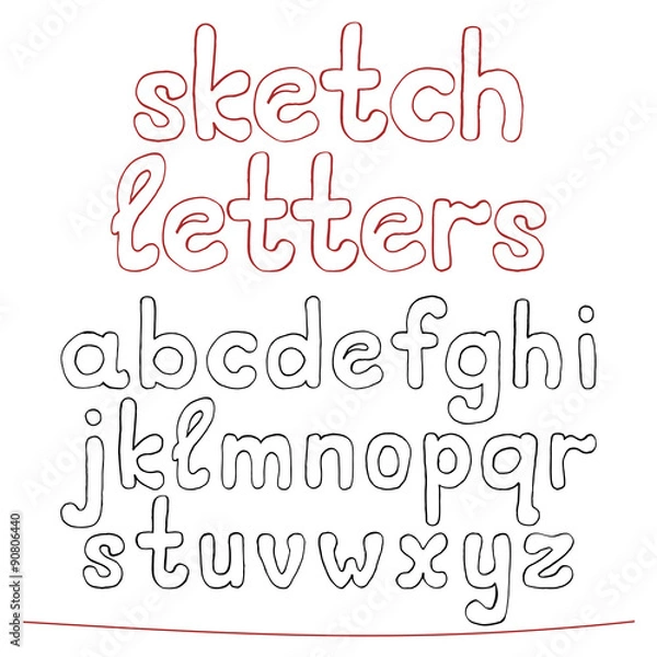Fototapeta Hand drawn sketch alphabet.