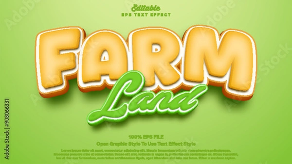 Fototapeta Farm land text effect, editable text bold and fun style.