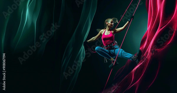 Fototapeta Erlebnisreicher Klettersport Bei Dämmerung In Einem Atemberaubenden Klettershop Mit Modernem Design