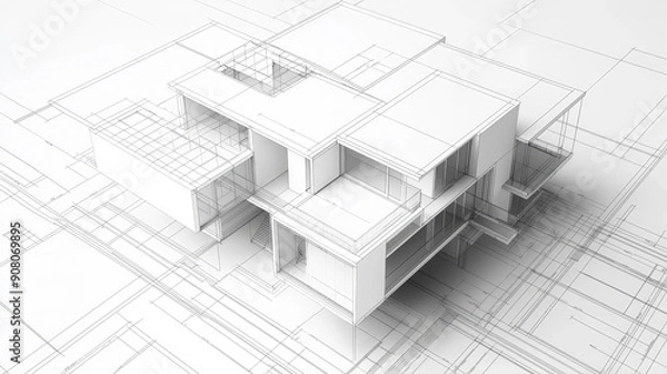Fototapeta Innovative Architectural Blueprint. Generative AI