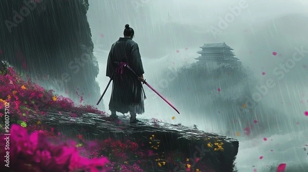 Fototapeta Game scene warrior illustration