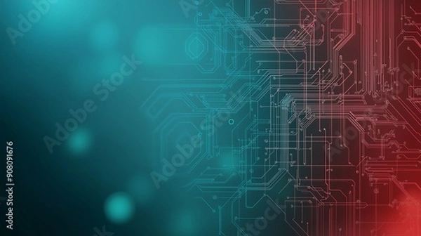 Fototapeta Teal and Red Minimalistic Technology Background