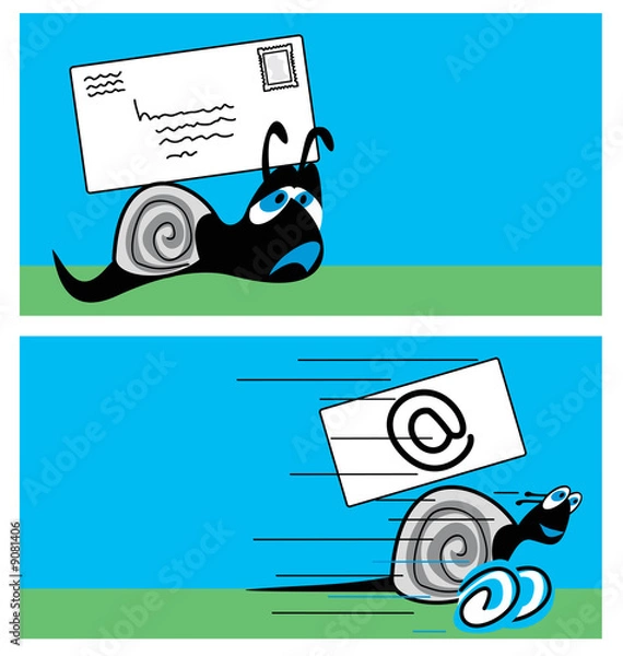 Fototapeta Snail mail versus e-mail
