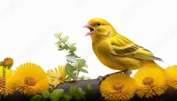 Obraz yellow easter chicken with flowers