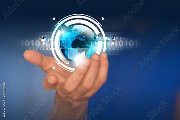 Fototapeta mano, palmo, tecnologia, informatica, tablet