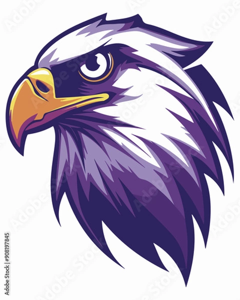 Fototapeta Powerful Purple Eagle Head Mascot Logo
