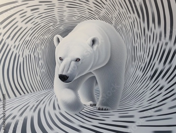 Obraz polar bear with moire patterns op art