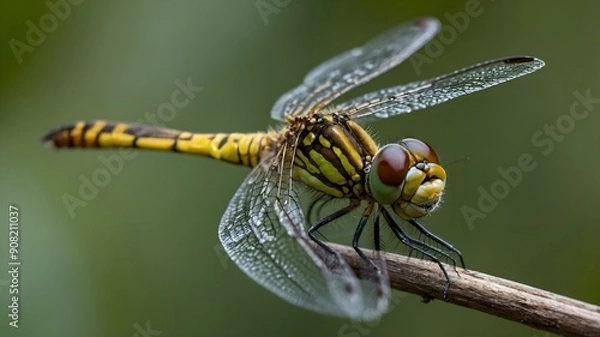 Fototapeta Dragonfly basking in the warm sunlight