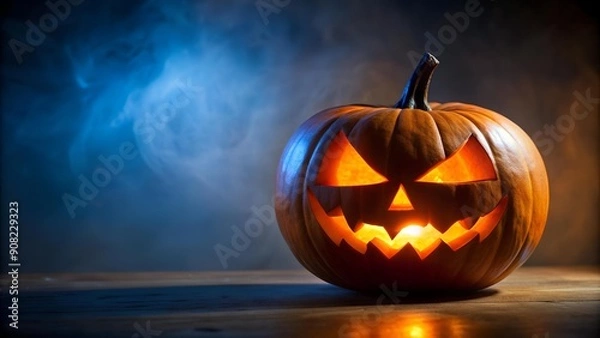 Fototapeta Pumpkin with Spooky Silhouette  AI generated