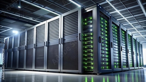 Fototapeta Nvidia Logo on a Futuristic Data Center Server Display  Generative AI