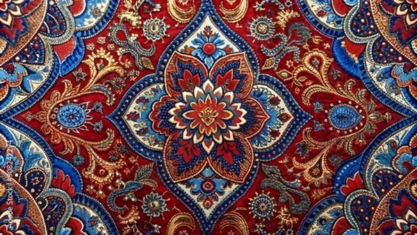 Obraz Red and Blue Abstract: A Tapestry of Textures and Patterns  Generative AI