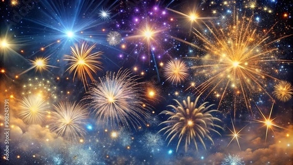 Obraz Celestial Symphony: A Burst of Starry Fireworks  AI generated