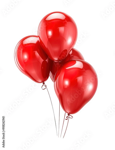 Fototapeta A bunch of red balloons are tied together