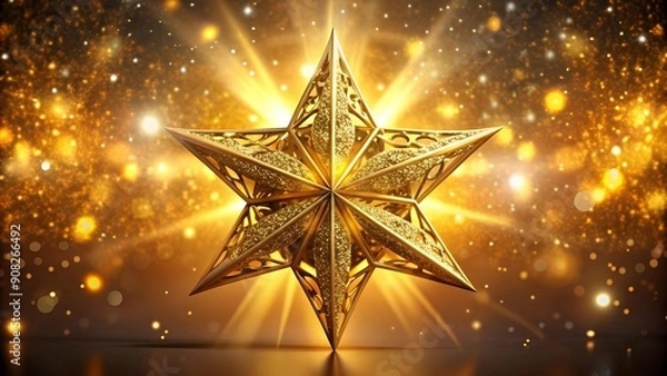 Fototapeta Golden Christmas Star of Wonder  generative AI