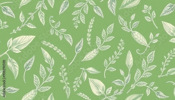 Obraz Green Botanical Pattern.