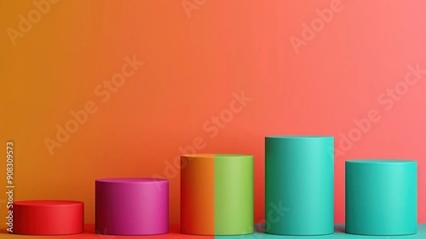 Obraz Rainbow-Colored Dynamic Podium for Diverse Product Discounts in Vibrant Hues